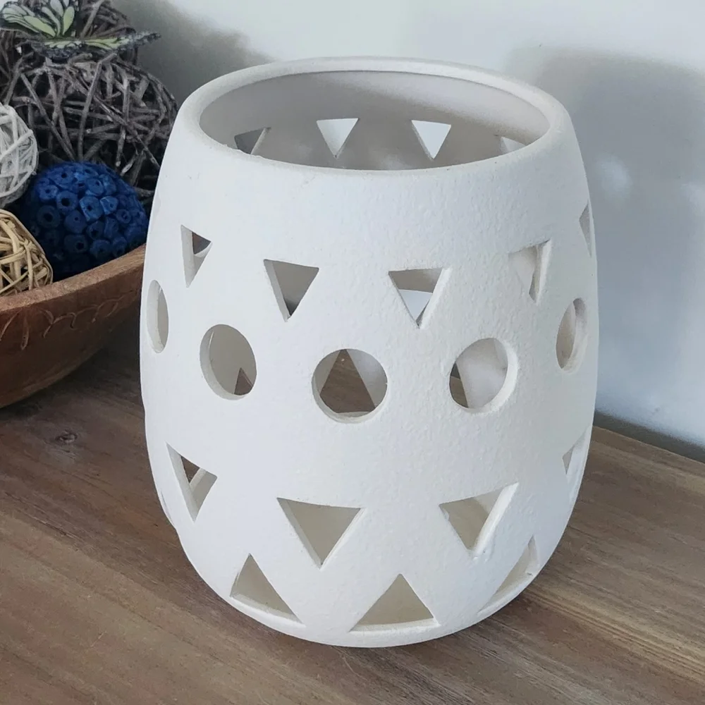 🏠 Hobby Lobby White Ceramic Geometric Vase – Mirage Collection Elegant Ambiance